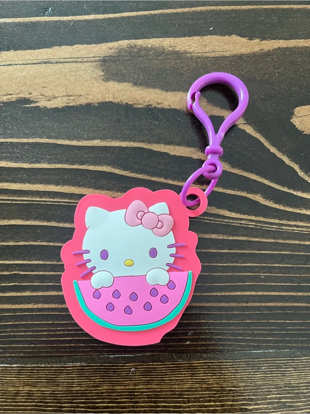 Sanrio Hello Kitty Hot Pink Tag with Purple Clip